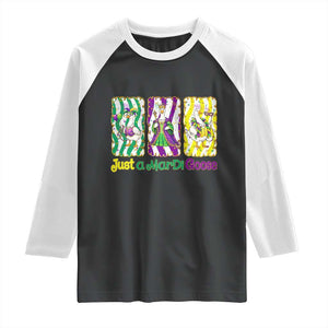 Mardi Gras Goose Raglan Shirt Just A Mardi Goose TS14 Black White Print Your Wear