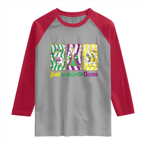 Mardi Gras Goose Raglan Shirt Just A Mardi Goose TS14 Sport Gray Red Print Your Wear