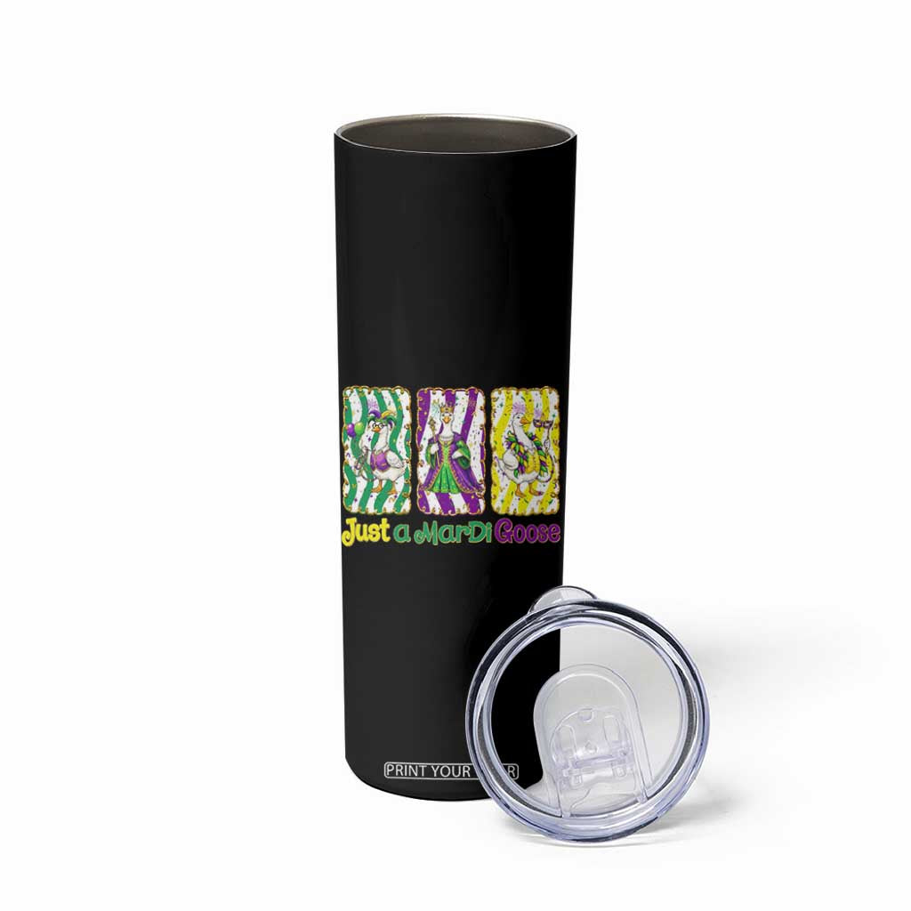 Mardi Gras Goose Skinny Tumbler Just A Mardi Goose TS14 Print Your Wear