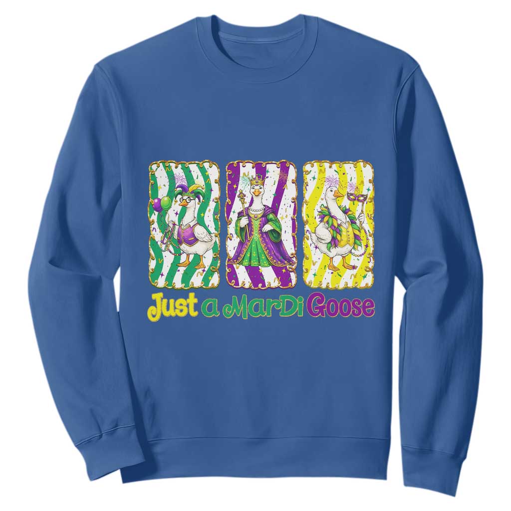 Mardi Gras Goose Sweatshirt Just A Mardi Goose TS14 Royal Blue Print Your Wear