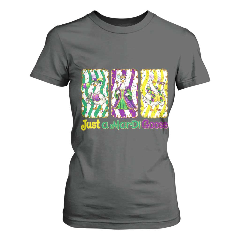 Mardi Gras Goose T Shirt For Women Just A Mardi Goose TS14 Dark Heather Print Your Wear