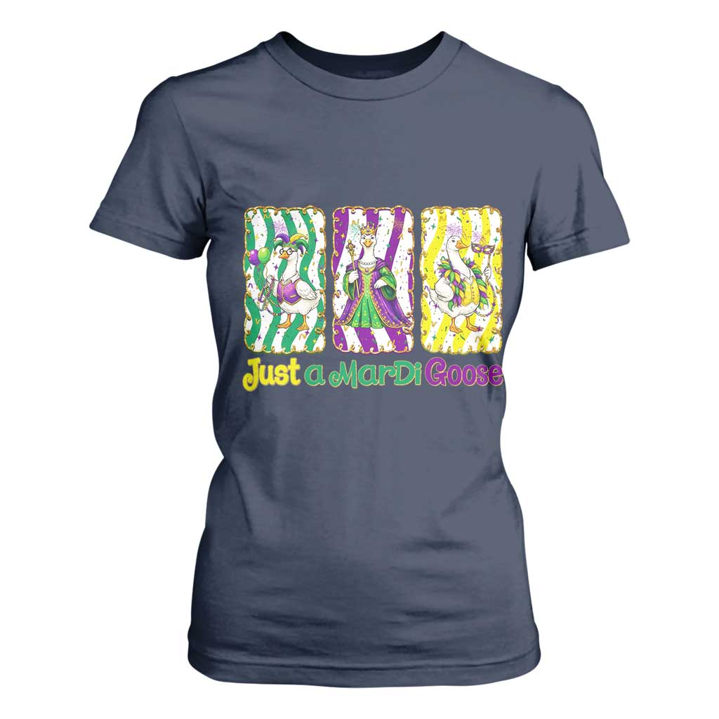 Mardi Gras Goose T Shirt For Women Just A Mardi Goose TS14 Navy Print Your Wear