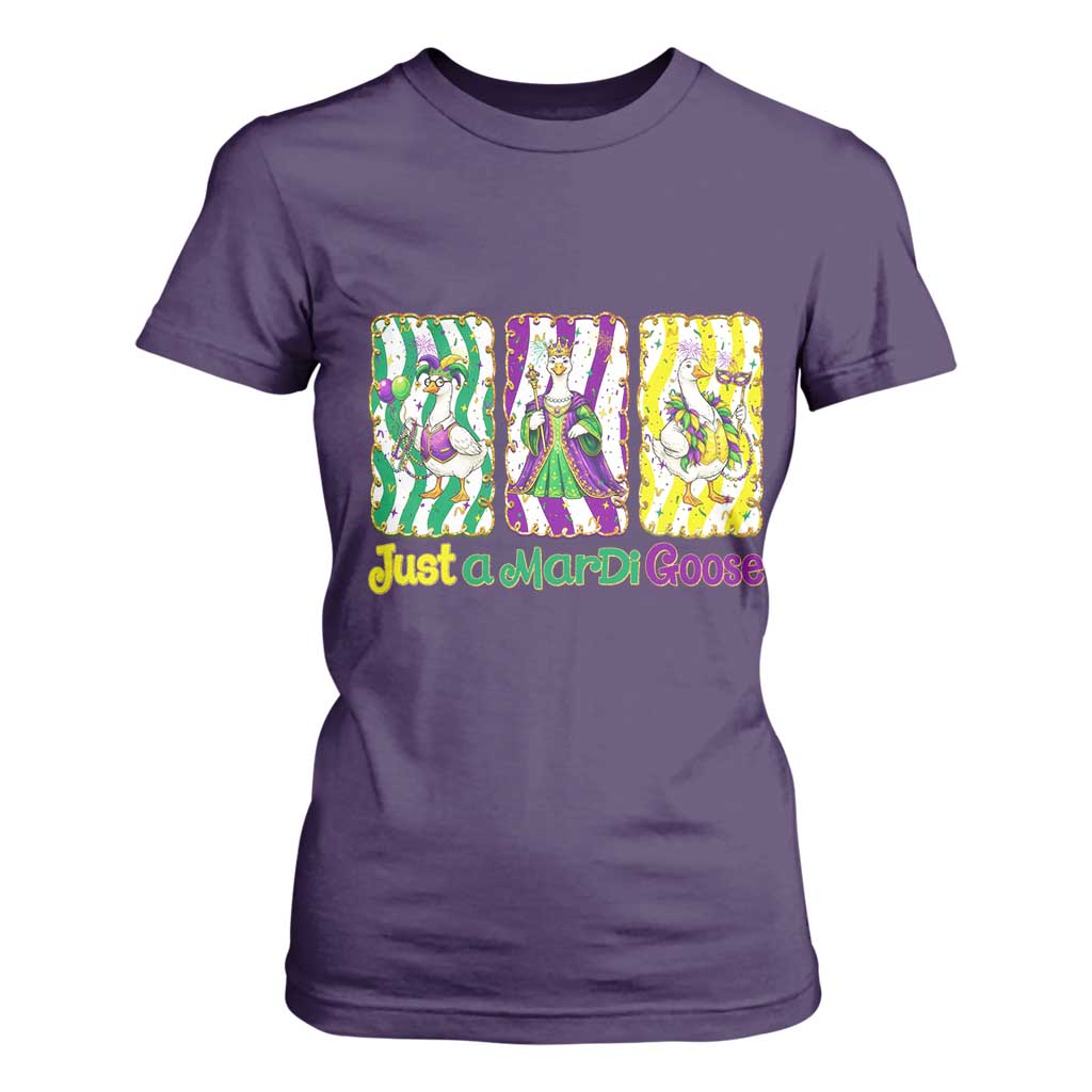 Mardi Gras Goose T Shirt For Women Just A Mardi Goose TS14 Purple Print Your Wear