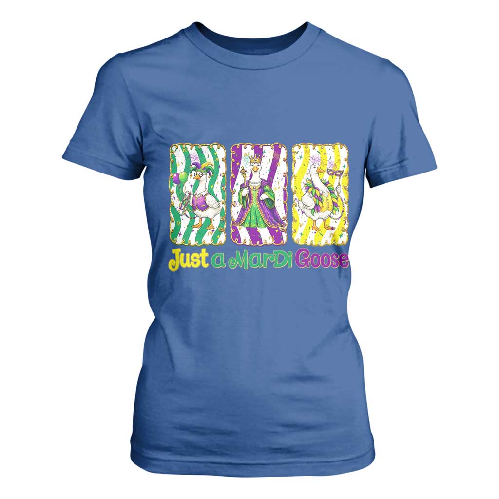 Mardi Gras Goose T Shirt For Women Just A Mardi Goose TS14 Royal Blue Print Your Wear