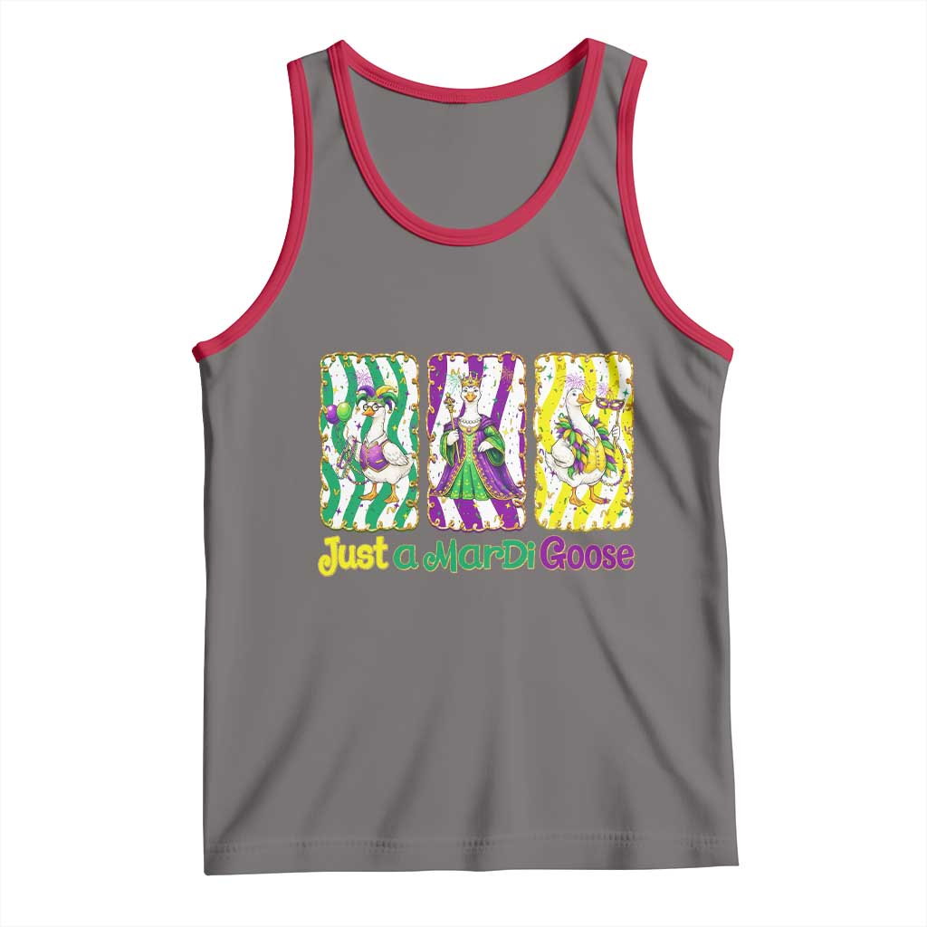 Mardi Gras Goose Tank Top Just A Mardi Goose TS14 Deep Heather Red Print Your Wear