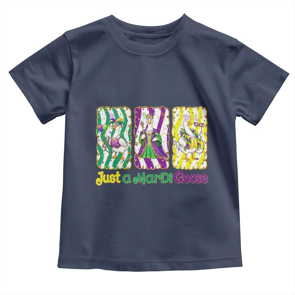 Mardi Gras Goose Toddler T Shirt Just A Mardi Goose TS14 Navy Print Your Wear