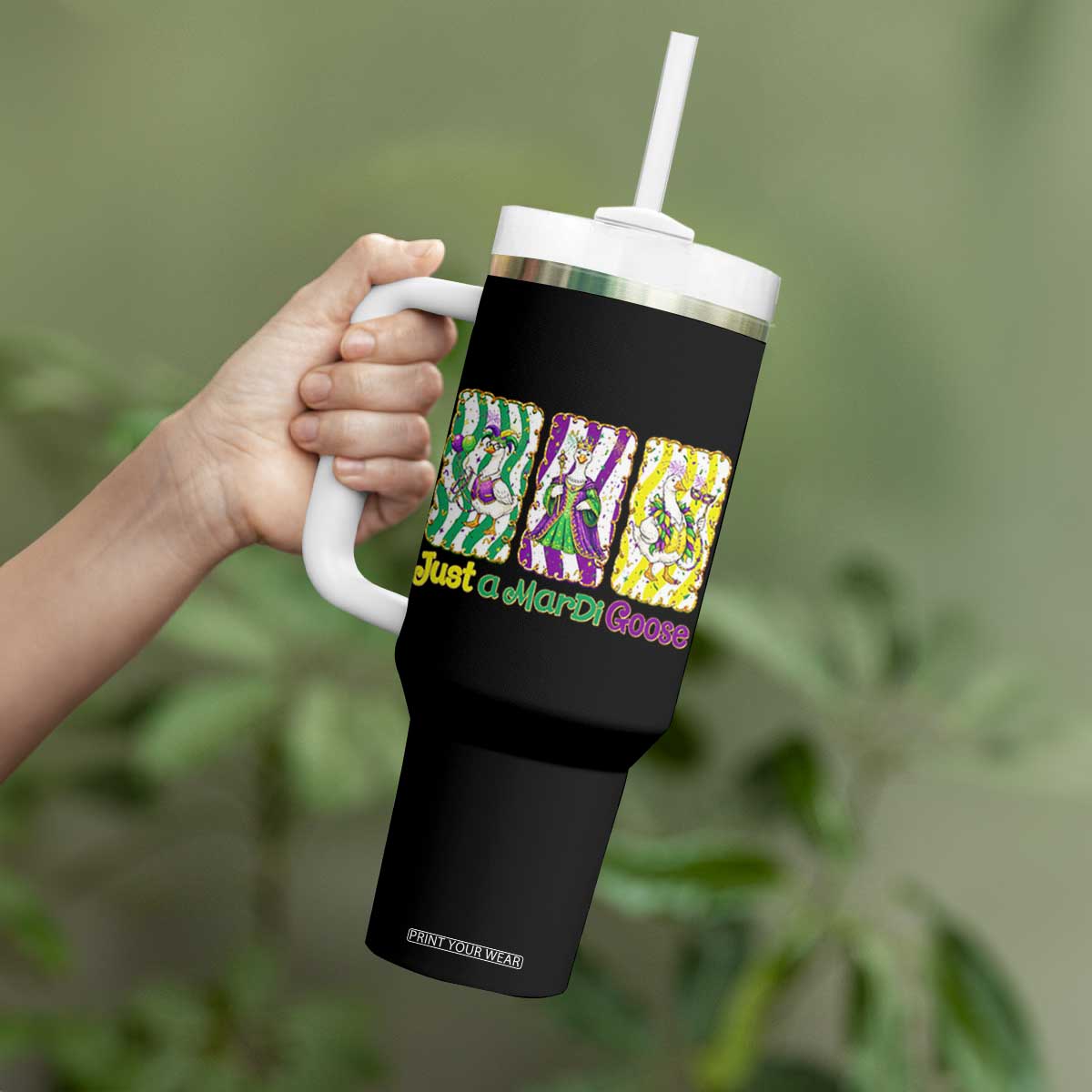 Mardi Gras Goose Tumbler With Handle Just A Mardi Goose TS14 Print Your Wear