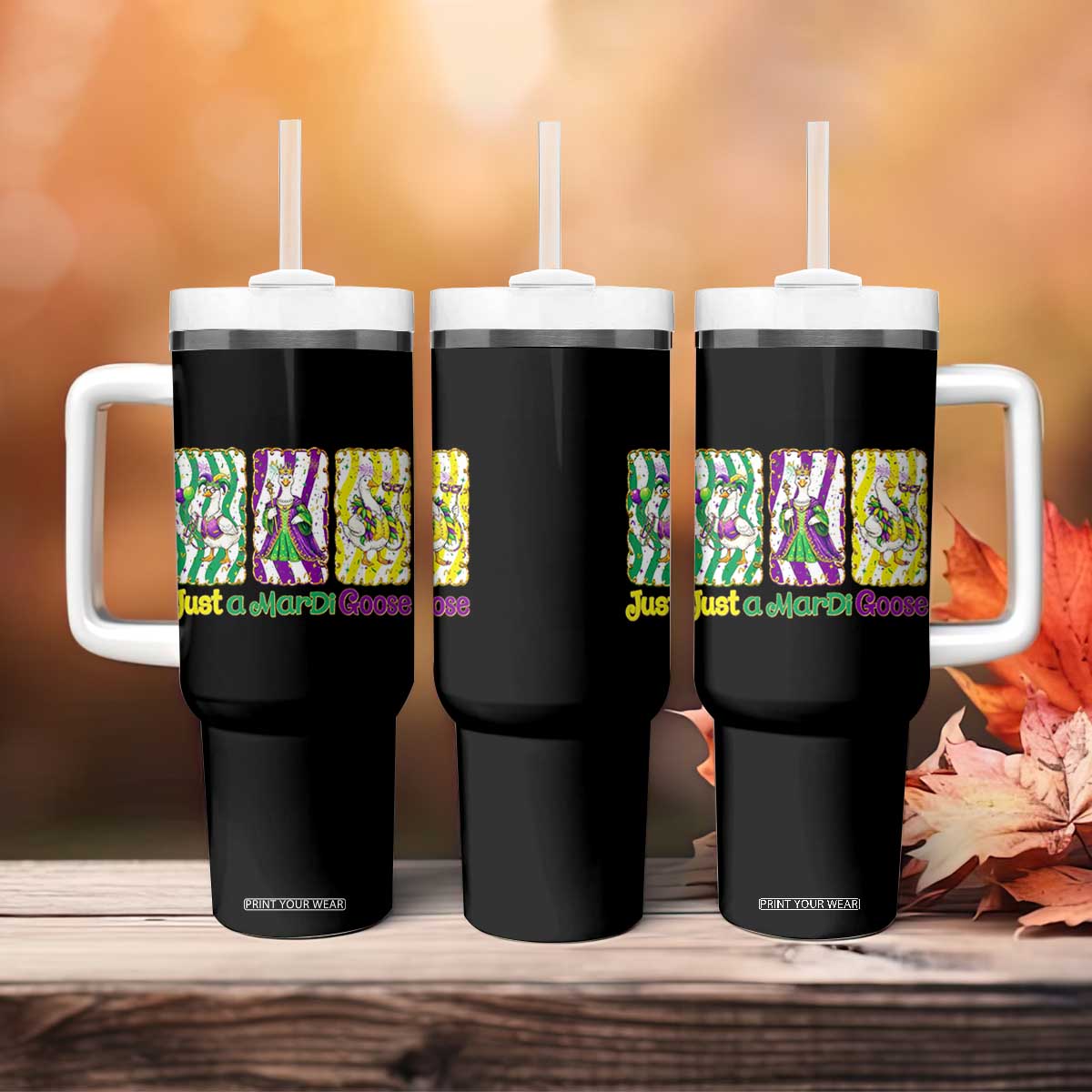 Mardi Gras Goose Tumbler With Handle Just A Mardi Goose TS14 Print Your Wear