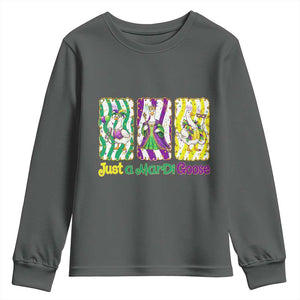 Mardi Gras Goose Youth Sweatshirt Just A Mardi Goose TS14 Dark Heather Print Your Wear