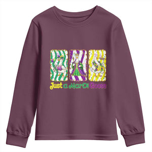 Mardi Gras Goose Youth Sweatshirt Just A Mardi Goose TS14 Maroon Print Your Wear