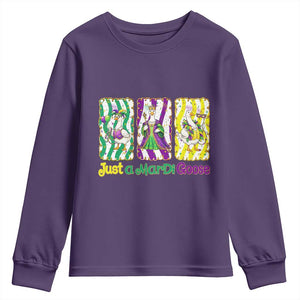 Mardi Gras Goose Youth Sweatshirt Just A Mardi Goose TS14 Purple Print Your Wear