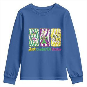 Mardi Gras Goose Youth Sweatshirt Just A Mardi Goose TS14 Royal Blue Print Your Wear