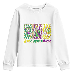 Mardi Gras Goose Youth Sweatshirt Just A Mardi Goose TS14 White Print Your Wear