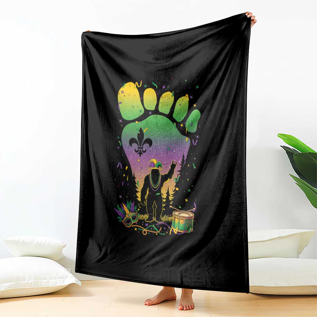 Mardi Gras Bigfoot Throw Blanket Sasquatch Forest Footprint Carnival Party TS14 Print Your Wear