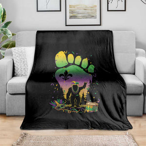 Mardi Gras Bigfoot Throw Blanket Sasquatch Forest Footprint Carnival Party TS14 Print Your Wear