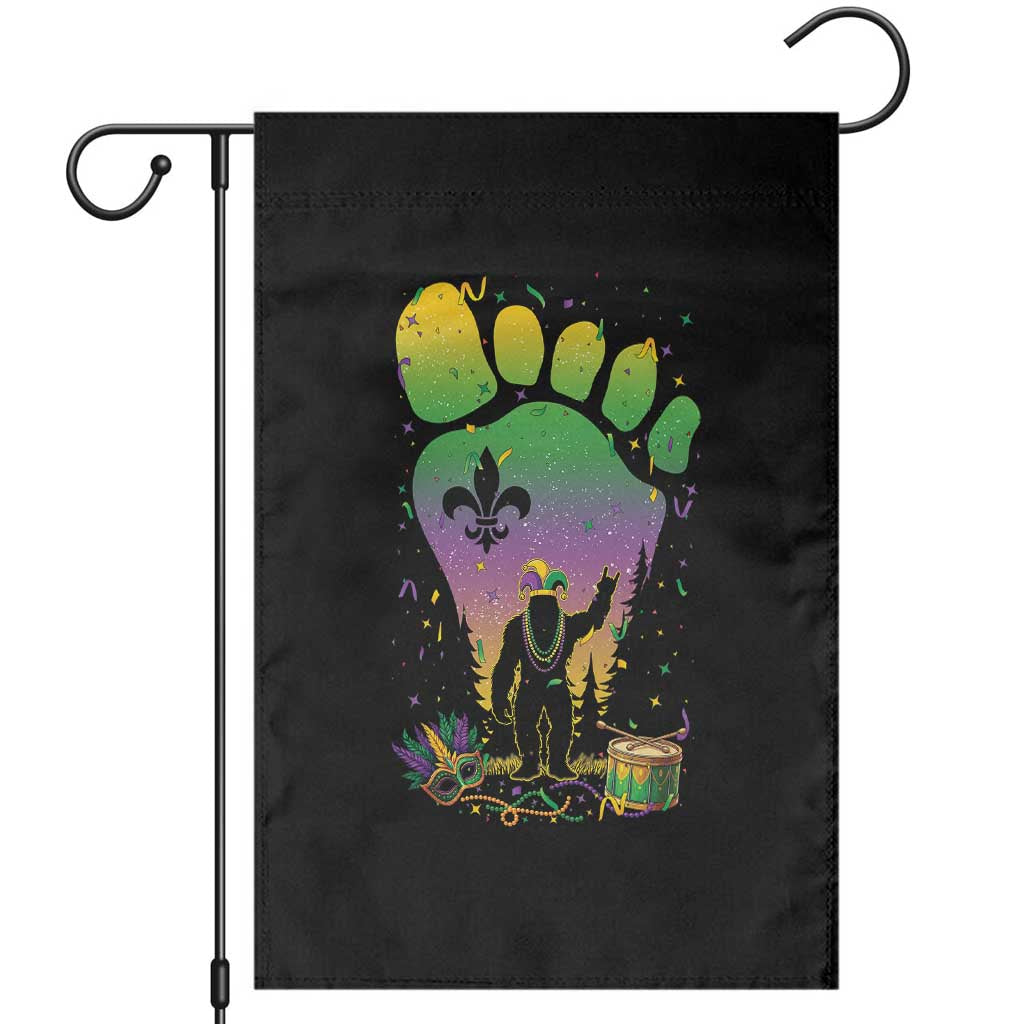 Mardi Gras Bigfoot Garden Flag Sasquatch Forest Footprint Carnival Party TS14 Black Print Your Wear