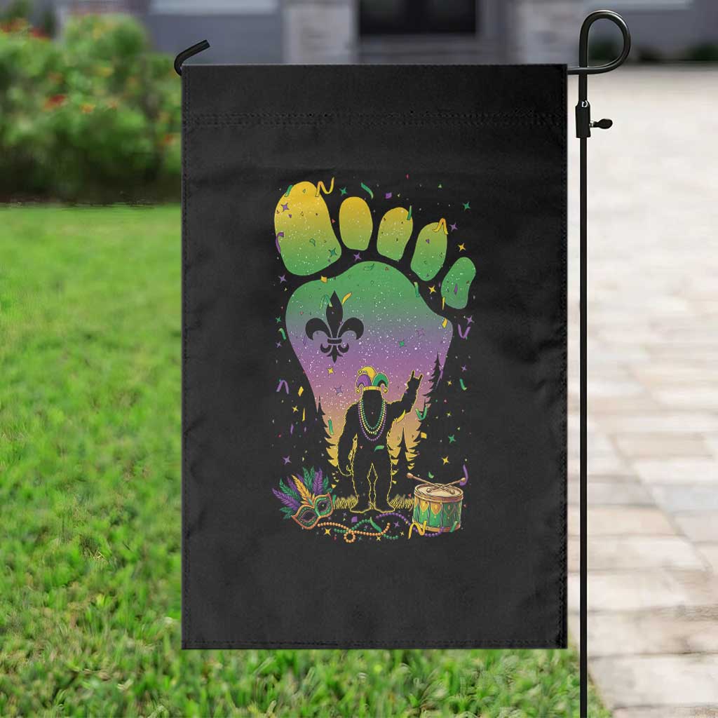 Mardi Gras Bigfoot Garden Flag Sasquatch Forest Footprint Carnival Party TS14 Print Your Wear
