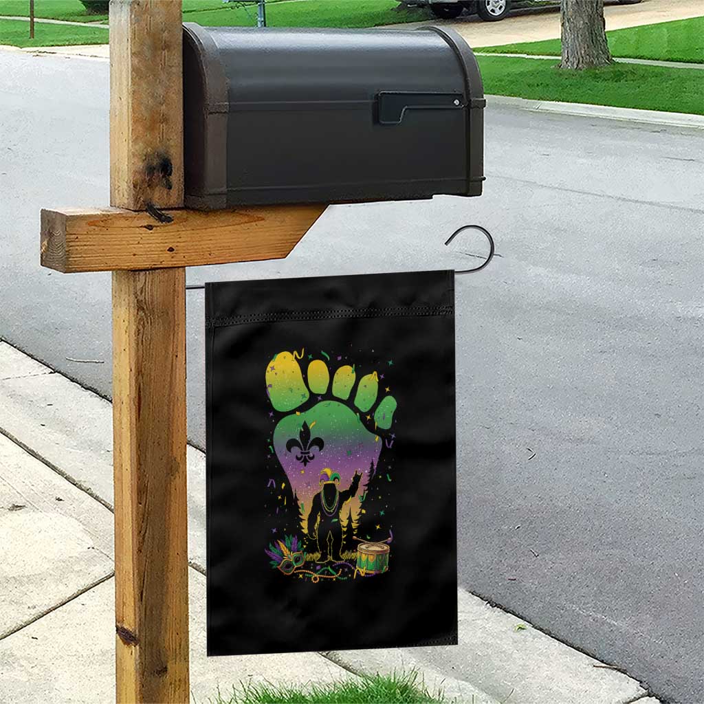 Mardi Gras Bigfoot Garden Flag Sasquatch Forest Footprint Carnival Party TS14 Print Your Wear