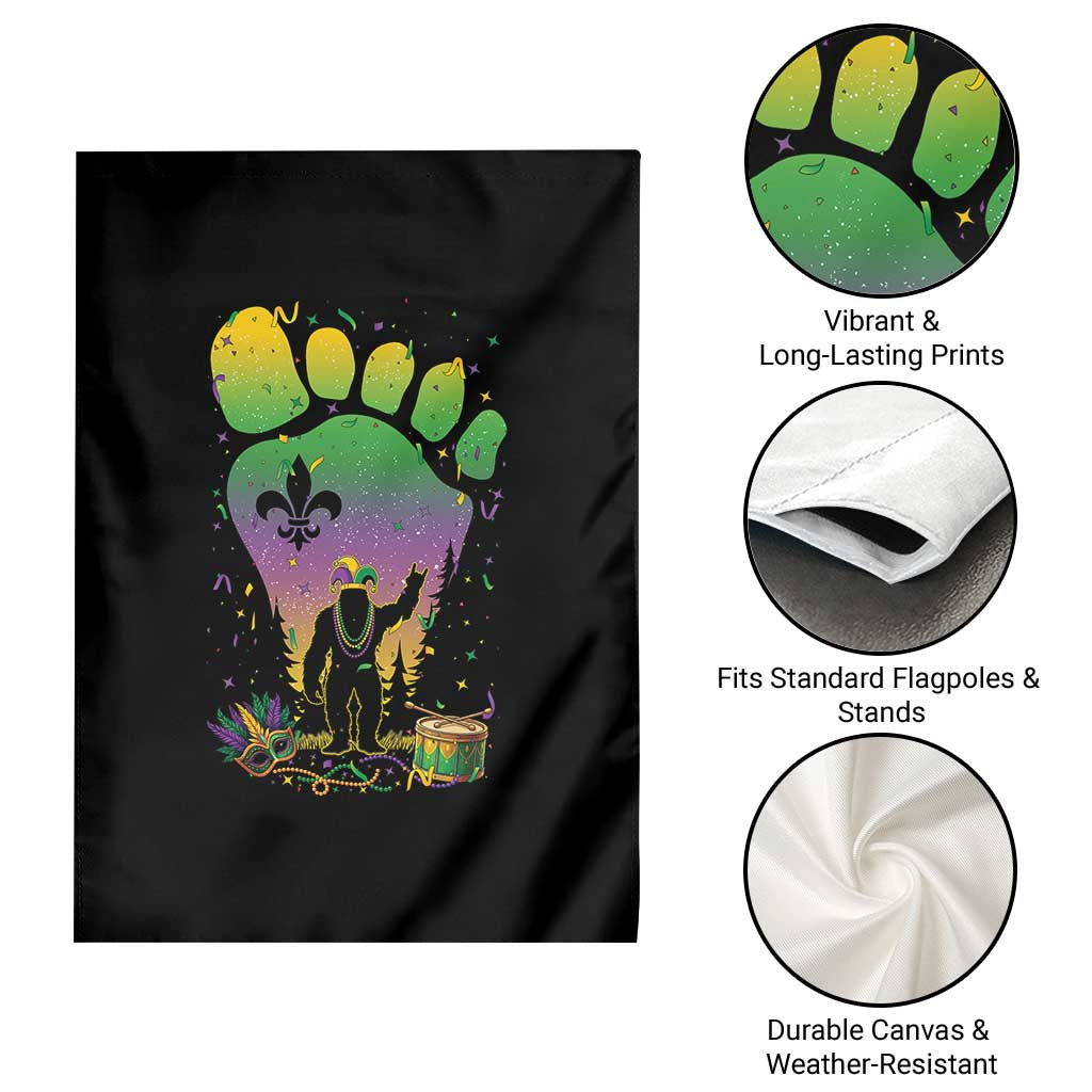 Mardi Gras Bigfoot Garden Flag Sasquatch Forest Footprint Carnival Party TS14 Print Your Wear
