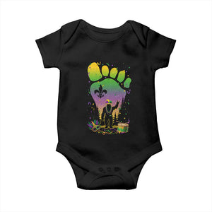 Mardi Gras Bigfoot Baby Onesie Sasquatch Forest Footprint Carnival Party TS14 Black Print Your Wear