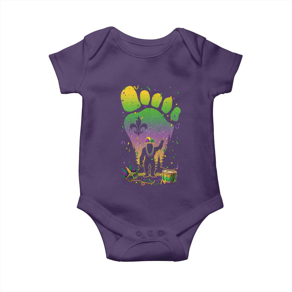 Mardi Gras Bigfoot Baby Onesie Sasquatch Forest Footprint Carnival Party TS14 Purple Print Your Wear