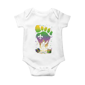 Mardi Gras Bigfoot Baby Onesie Sasquatch Forest Footprint Carnival Party TS14 White Print Your Wear