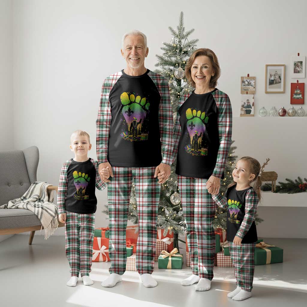 Mardi Gras Bigfoot Plaid Pajama Set Sasquatch Forest Footprint Carnival Party TS14 Christmas Plaid Print Your Wear