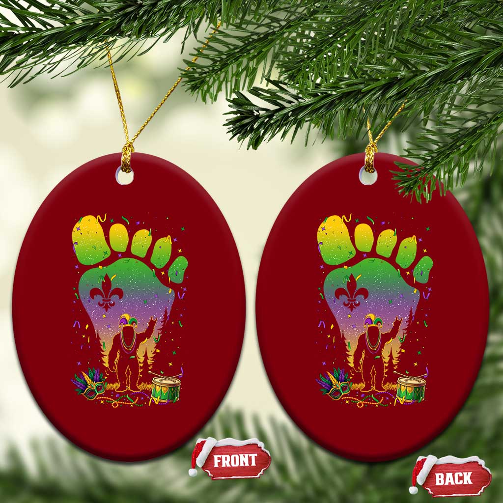 Mardi Gras Bigfoot Ceramic Ornament Sasquatch Forest Footprint Carnival Party TS14 Print Your Wear