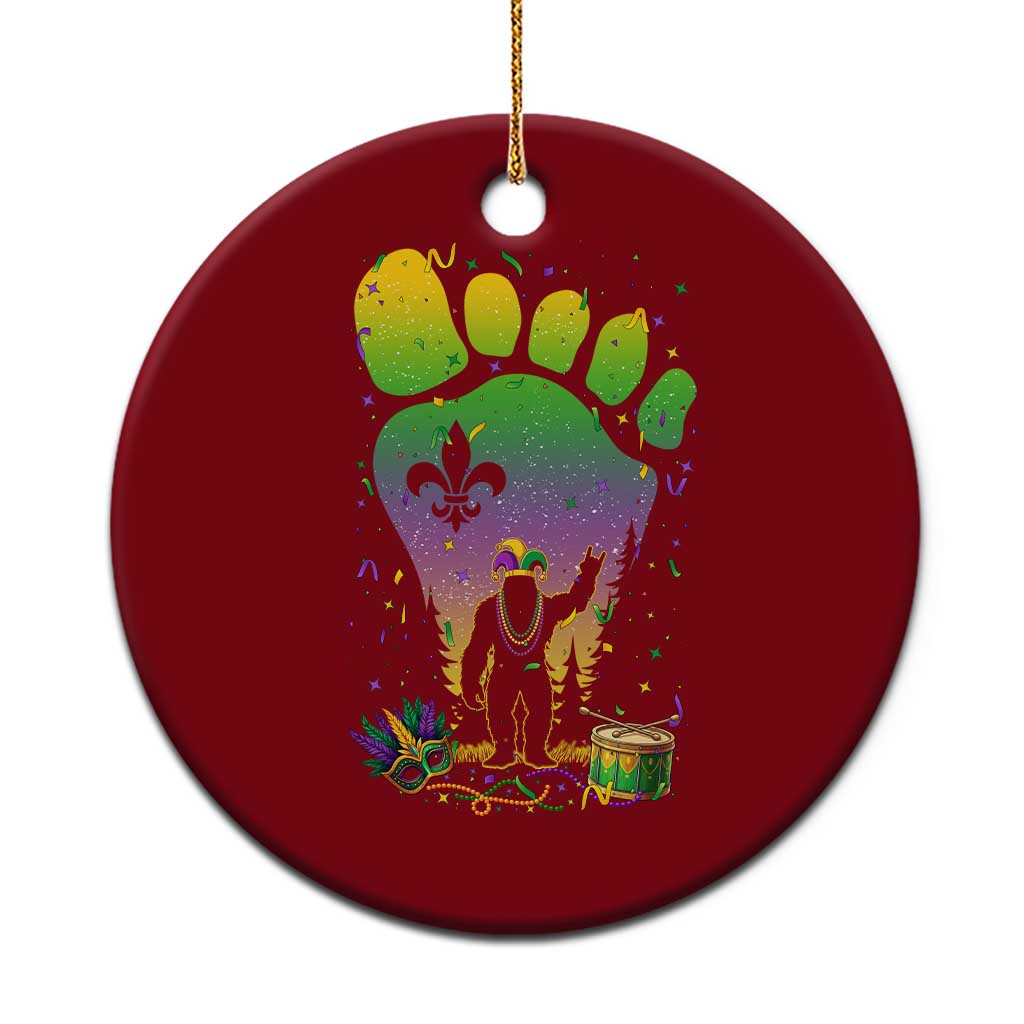 Mardi Gras Bigfoot Ceramic Ornament Sasquatch Forest Footprint Carnival Party TS14 1pc Red Print Your Wear
