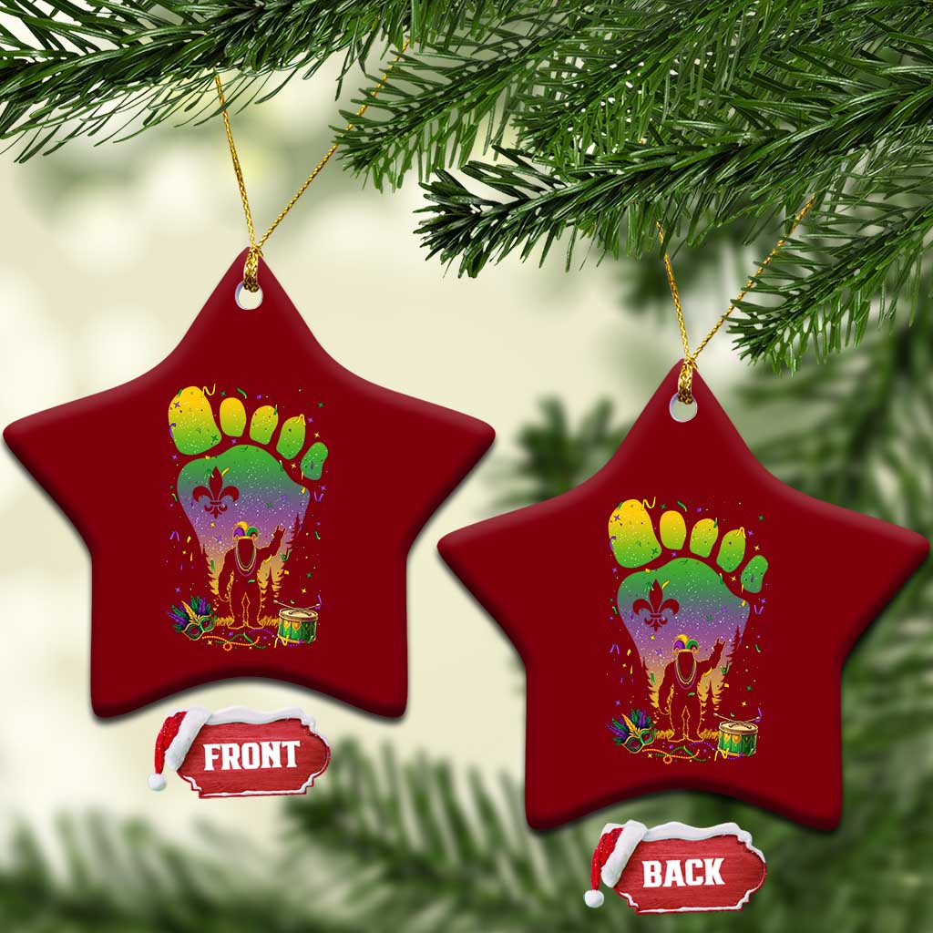 Mardi Gras Bigfoot Ceramic Ornament Sasquatch Forest Footprint Carnival Party TS14 Print Your Wear
