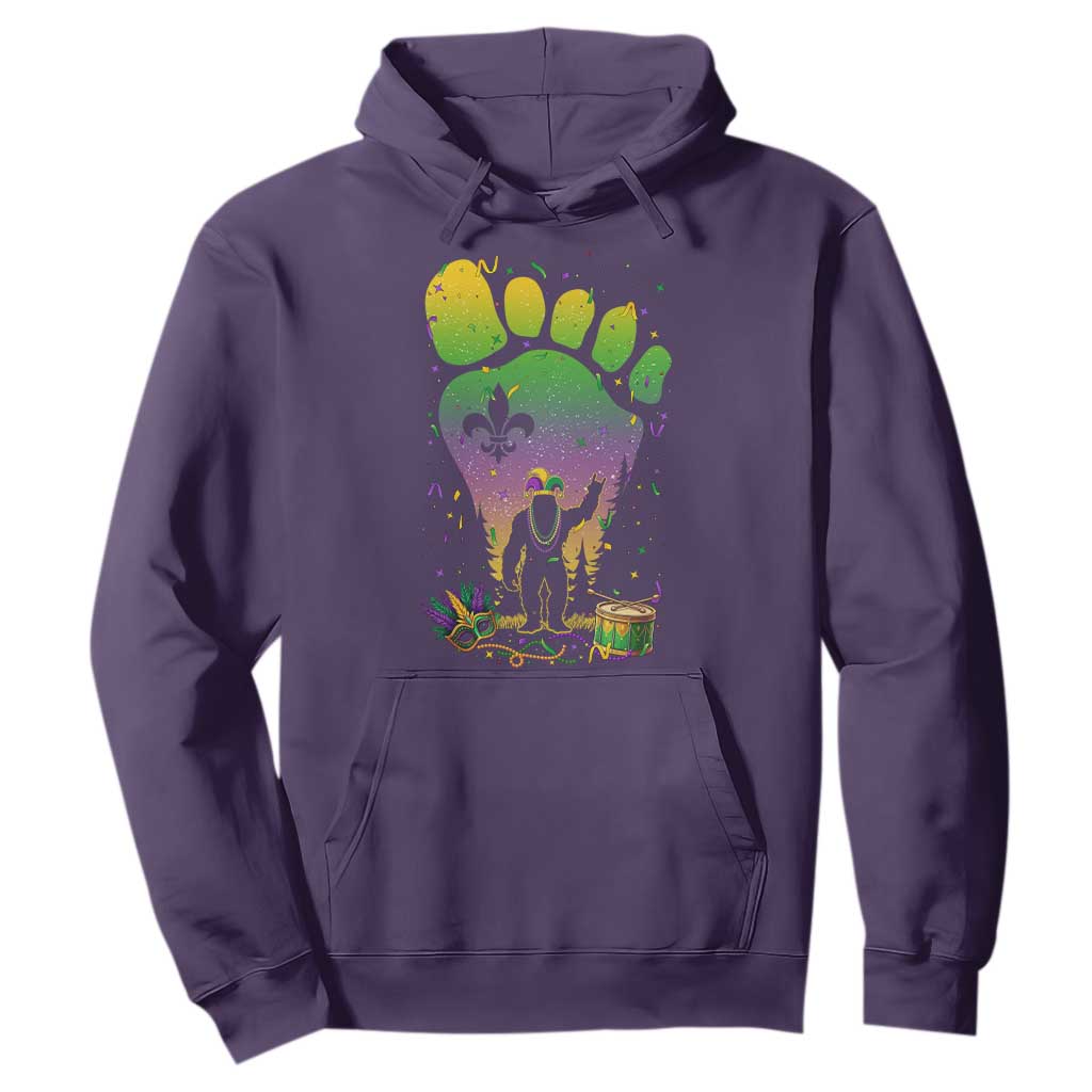 Mardi Gras Bigfoot Hoodie Sasquatch Forest Footprint Carnival Party TS14 Purple Print Your Wear