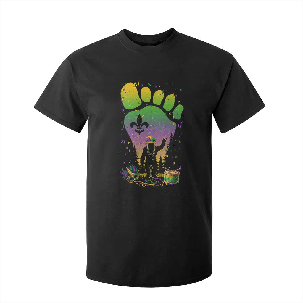 Mardi Gras Bigfoot T Shirt For Kid Sasquatch Forest Footprint Carnival Party TS14 Black Print Your Wear