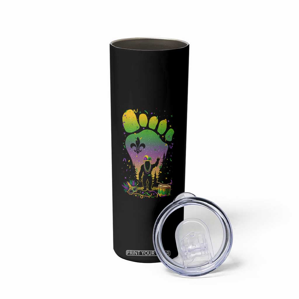 Mardi Gras Bigfoot Skinny Tumbler Sasquatch Forest Footprint Carnival Party TS14 Print Your Wear