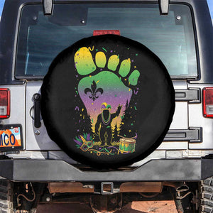 Mardi Gras Bigfoot Spare Tire Cover Sasquatch Forest Footprint Carnival Party TS14 No hole Black Print Your Wear
