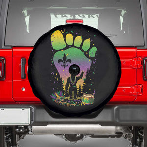 Mardi Gras Bigfoot Spare Tire Cover Sasquatch Forest Footprint Carnival Party TS14 Black Print Your Wear