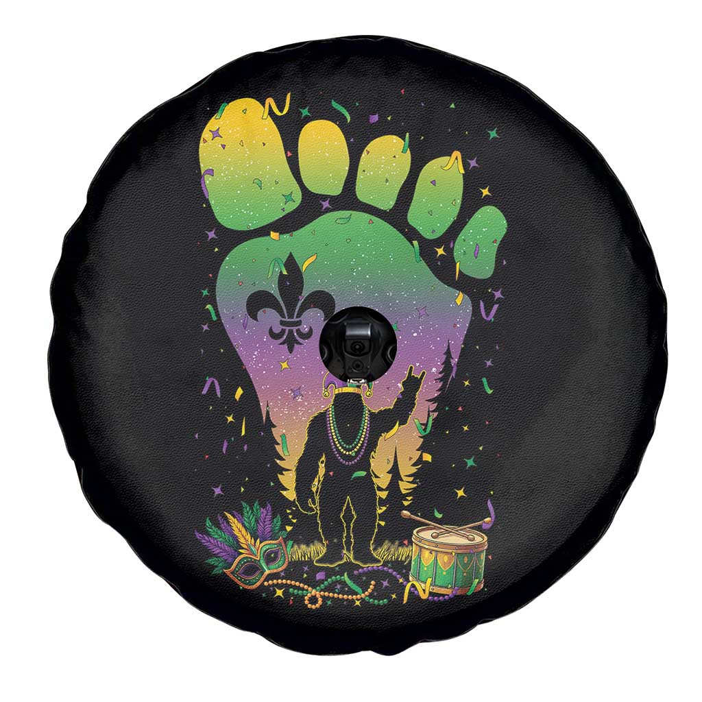Mardi Gras Bigfoot Spare Tire Cover Sasquatch Forest Footprint Carnival Party TS14 Print Your Wear
