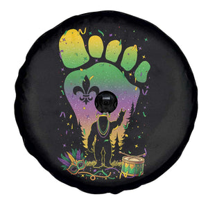 Mardi Gras Bigfoot Spare Tire Cover Sasquatch Forest Footprint Carnival Party TS14 Print Your Wear