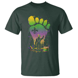 Mardi Gras Bigfoot T Shirt Sasquatch Forest Footprint Carnival Party TS14 Dark Forest Green Print Your Wear