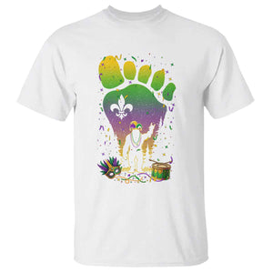 Mardi Gras Bigfoot T Shirt Sasquatch Forest Footprint Carnival Party TS14 White Print Your Wear