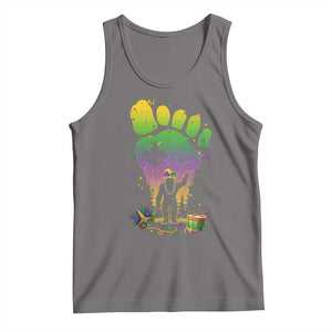 Mardi Gras Bigfoot Tank Top Sasquatch Forest Footprint Carnival Party TS14 Deep Heather Print Your Wear