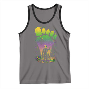 Mardi Gras Bigfoot Tank Top Sasquatch Forest Footprint Carnival Party TS14 Deep Heather Black Print Your Wear