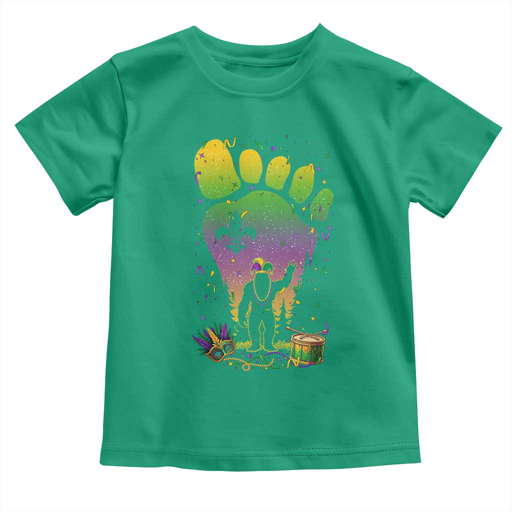 Mardi Gras Bigfoot Toddler T Shirt Sasquatch Forest Footprint Carnival Party TS14 Irish Green Print Your Wear