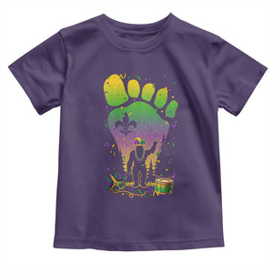 Mardi Gras Bigfoot Toddler T Shirt Sasquatch Forest Footprint Carnival Party TS14 Purple Print Your Wear