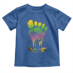 Mardi Gras Bigfoot Toddler T Shirt Sasquatch Forest Footprint Carnival Party TS14 Royal Blue Print Your Wear