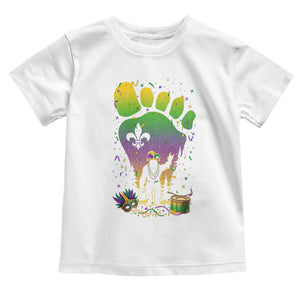 Mardi Gras Bigfoot Toddler T Shirt Sasquatch Forest Footprint Carnival Party TS14 White Print Your Wear