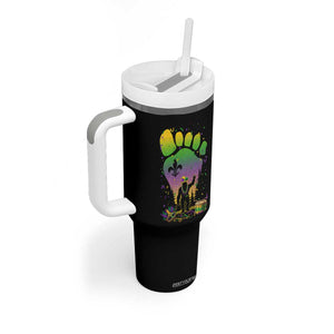 Mardi Gras Bigfoot Tumbler With Handle Sasquatch Forest Footprint Carnival Party TS14 Print Your Wear