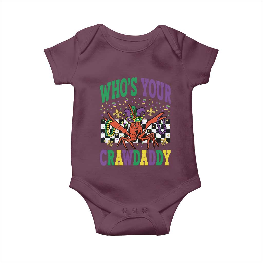 Mardi Gras Crawfish Baby Onesie Who Is Your Crawdaddy TS14 Maroon Print Your Wear