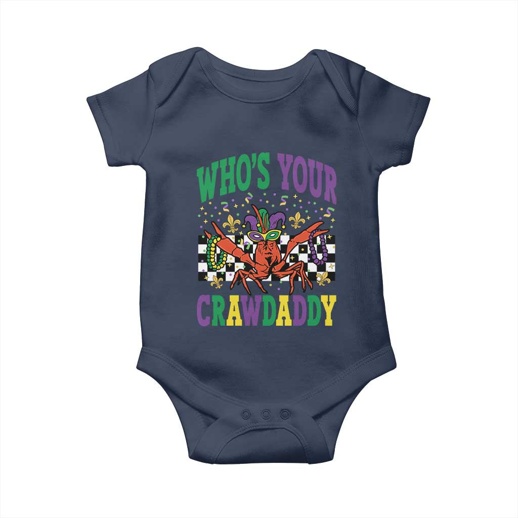 Mardi Gras Crawfish Baby Onesie Who Is Your Crawdaddy TS14 Navy Print Your Wear