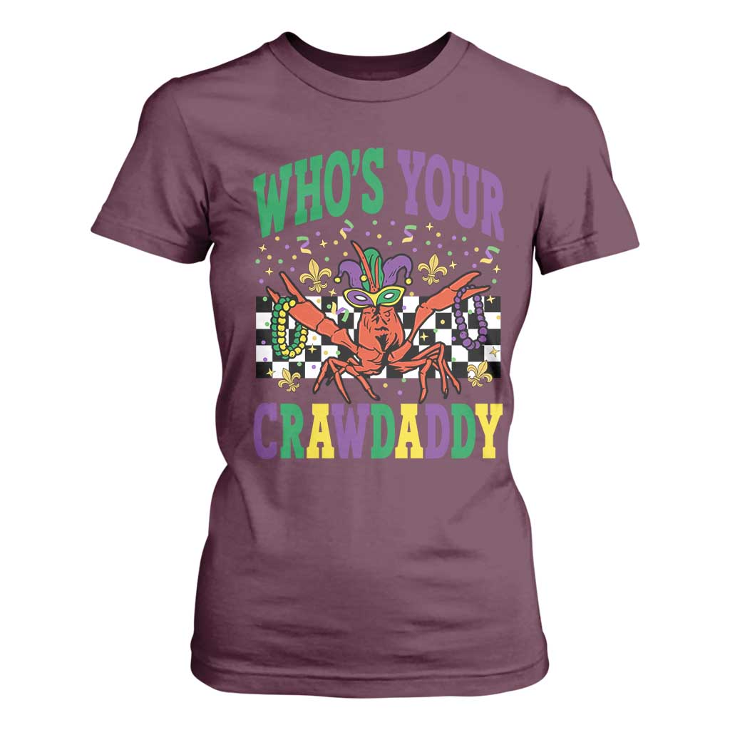 Mardi Gras Crawfish T Shirt For Women Who Is Your Crawdaddy TS14 Maroon Print Your Wear