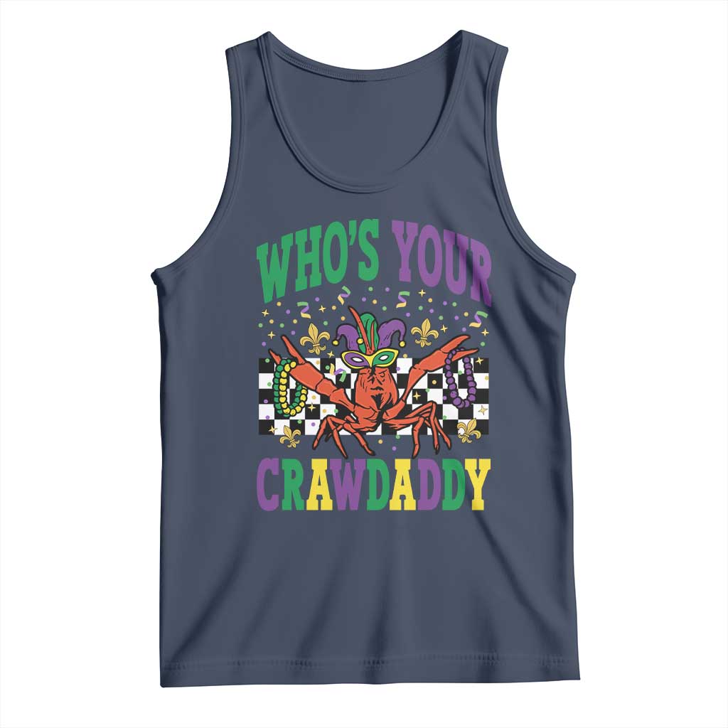 Mardi Gras Crawfish Tank Top Who Is Your Crawdaddy TS14 Navy Print Your Wear